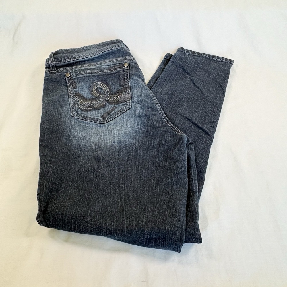 Seven7 Womens High Rise Skinny Jeans Dark Wash Indigo Blue Size 14 Stretch Denim